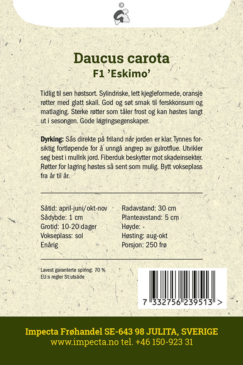 Høstgulrot F1 'Eskimo'